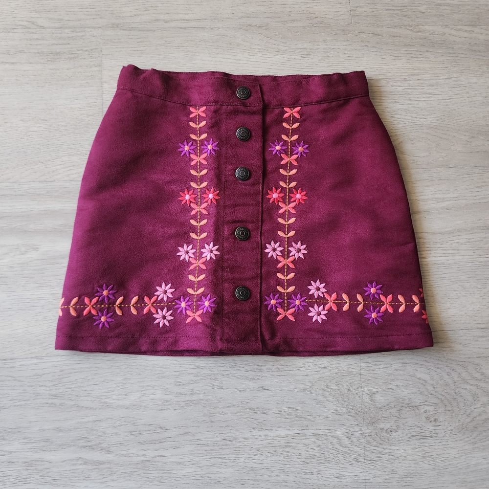 Gymboree Floral Embroidered Skirt - Burgundy